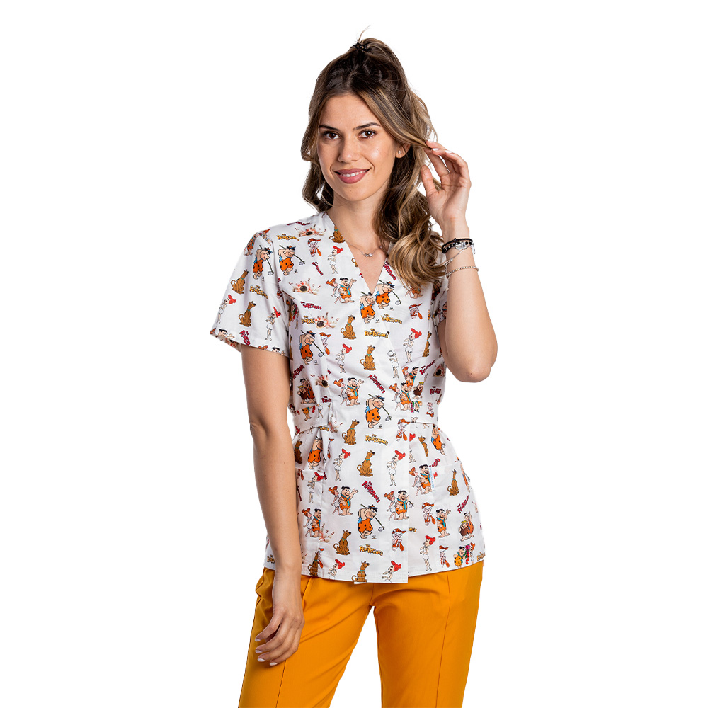 Halat medical kimono Flintstone cu doua buzunare aplicate 2
